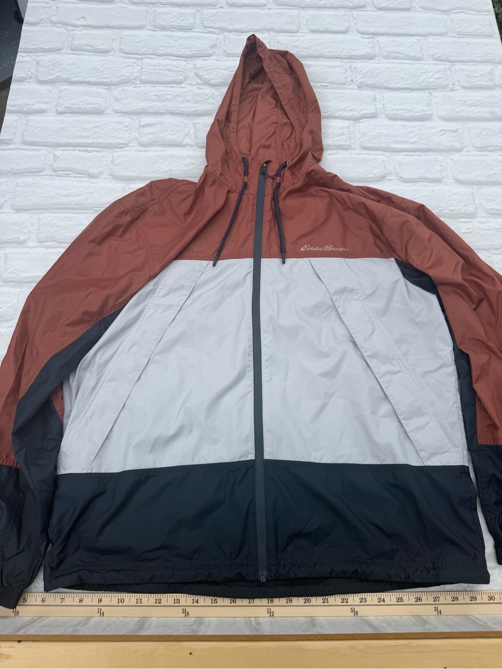 Eddie Bauer Men's Colorblock Hooded Windbreaker Jacket - Large